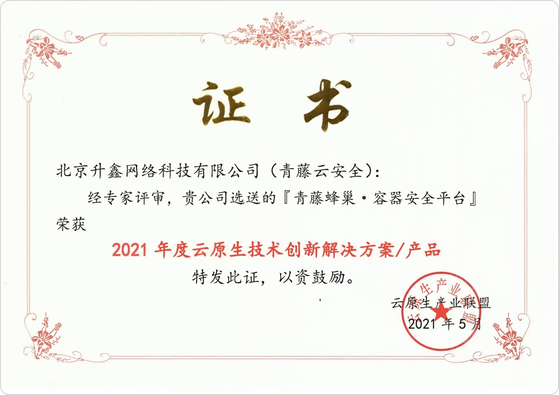 青藤蜂巢入选“2021年度云原生技术创新